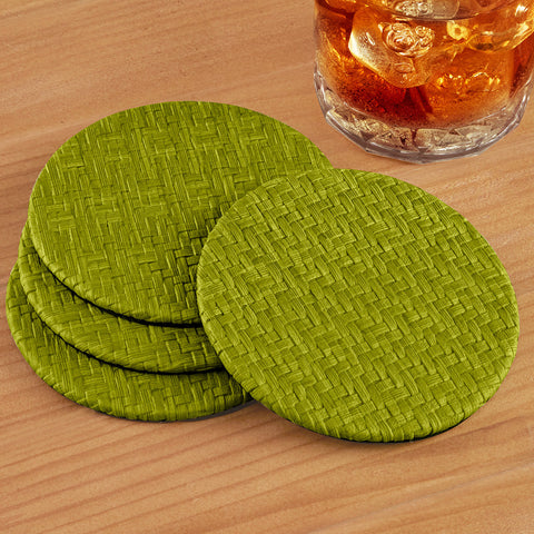 Bodrum Wicker Vinyl Coasters, Set of 4