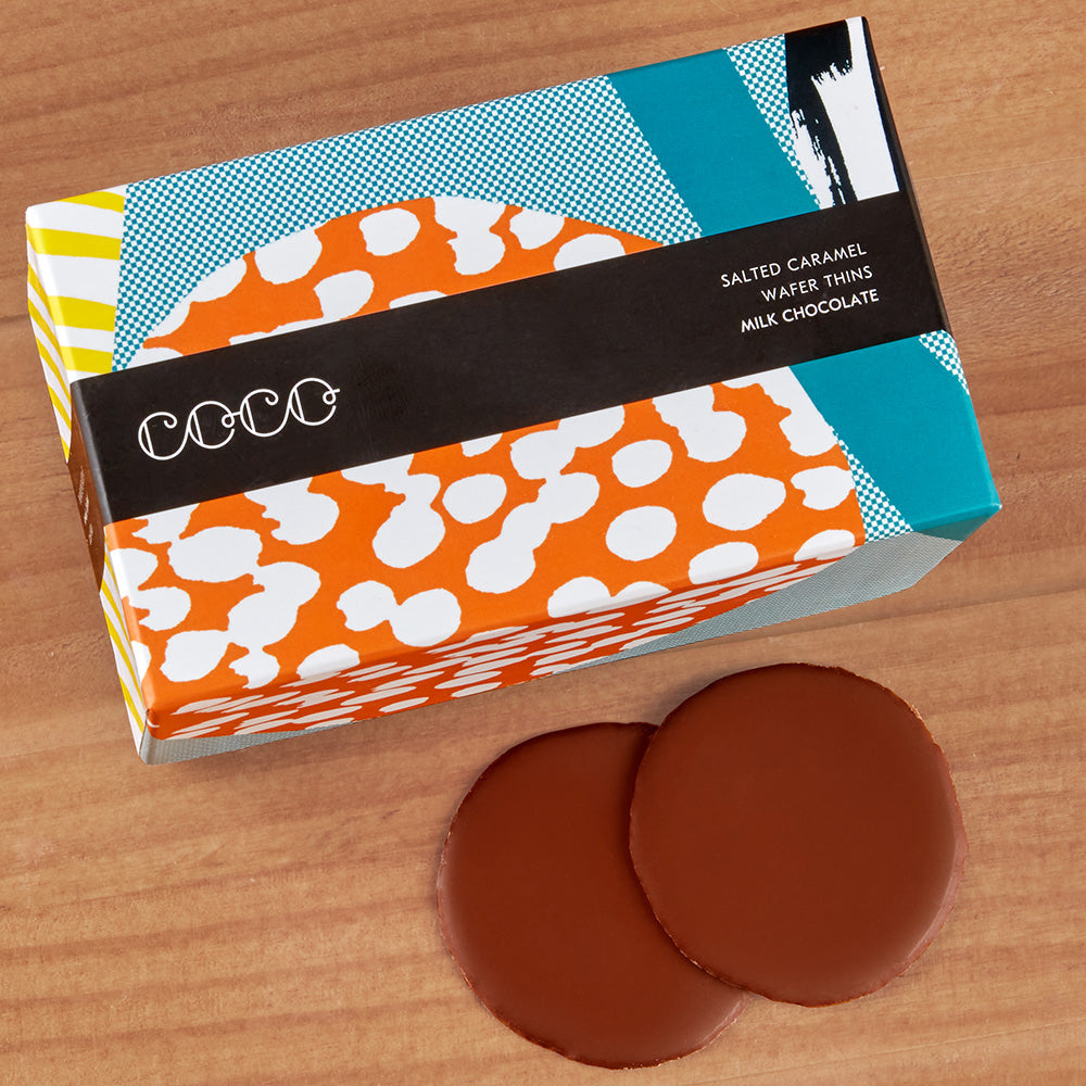 COCO Milk Chocolate Wafer Thins, Salted Caramel
