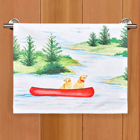 Stonewall Kitchen Tea Towel, Dogs in Canoe