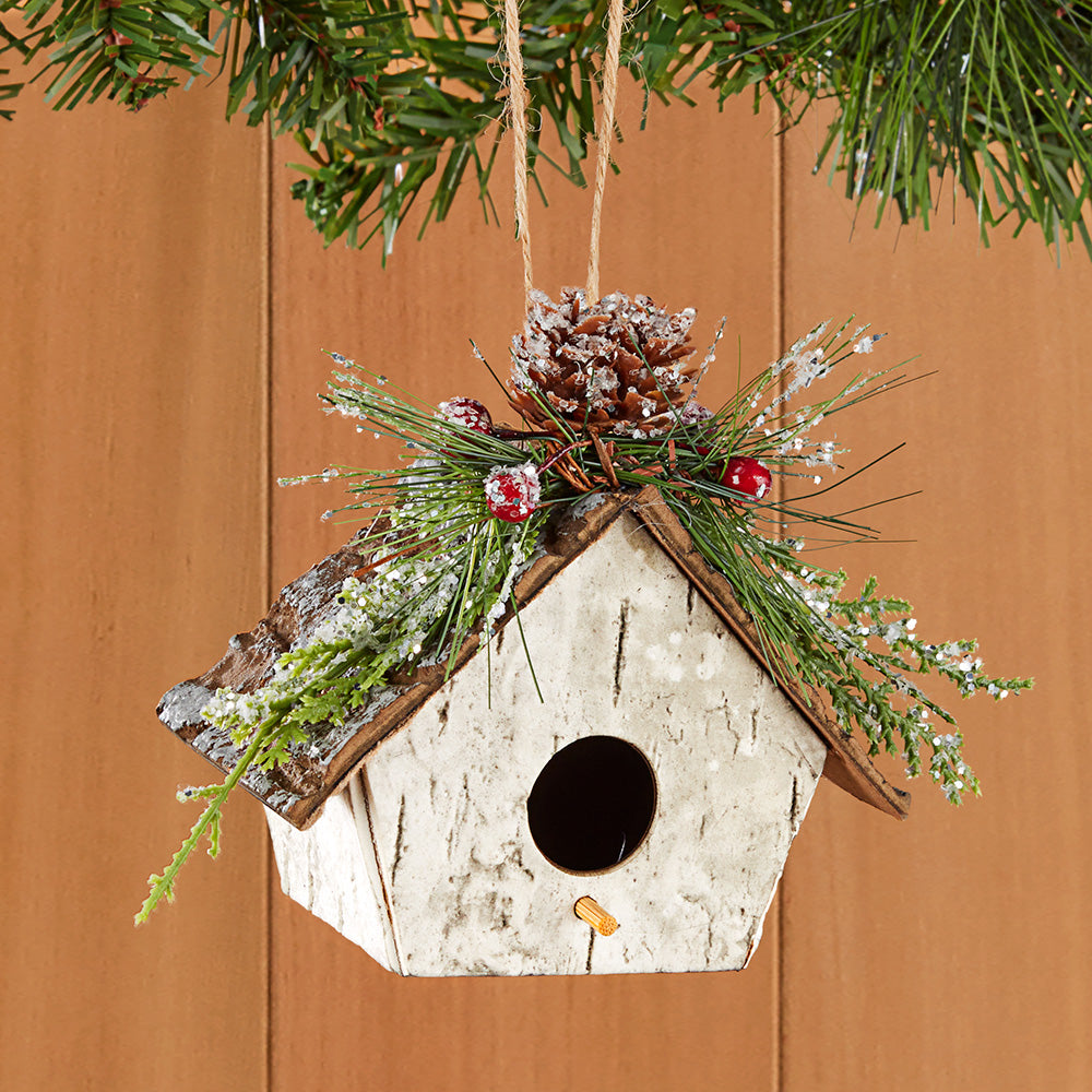 Birch Birdhouse Ornament
