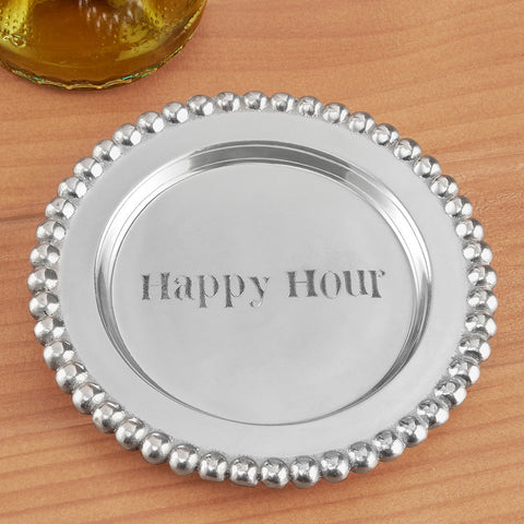 Mariposa Beaded Aluminum "Happy Hour" Wine Coaster
