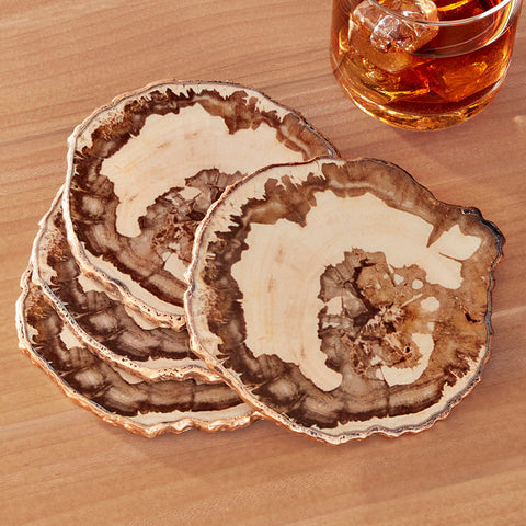 Kim Seybert Faux Petrified Wood Coasters, Set of 4