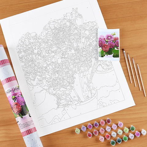 Pink Picasso Paint-by-Numbers Kit, Botanicals
