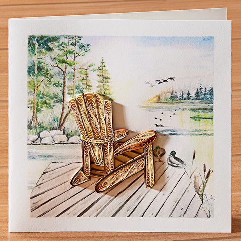 Handmade Quilled Greeting Card, Adirondack Lakeside