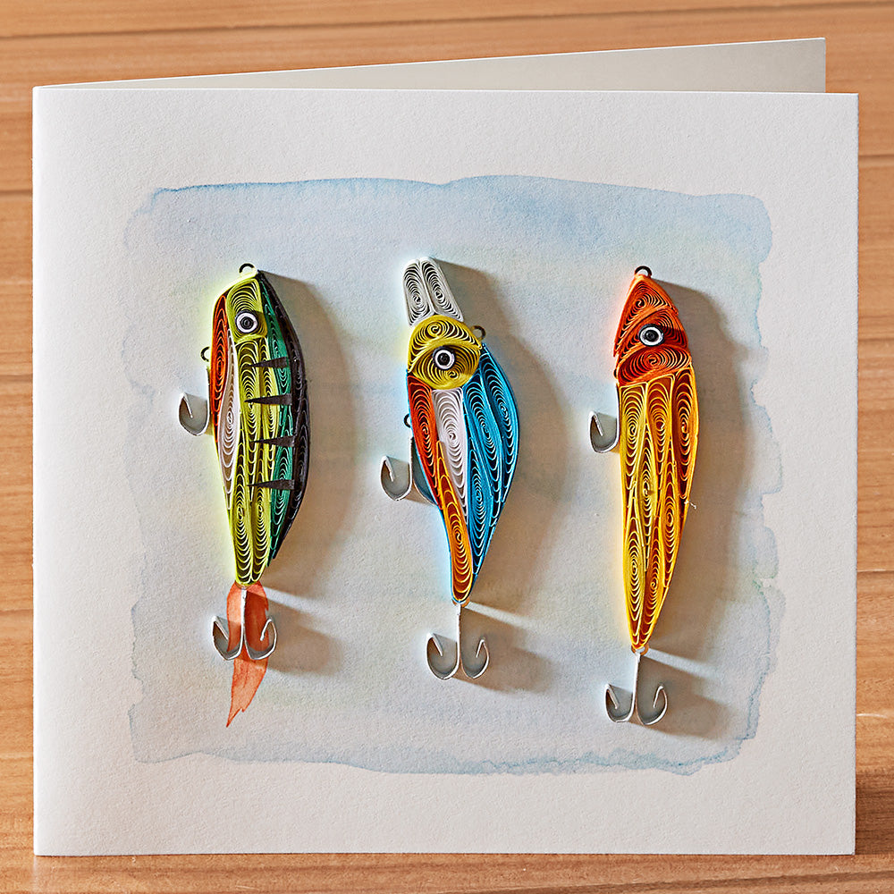 Handmade Quilled Greeting Card, Fishing Lures