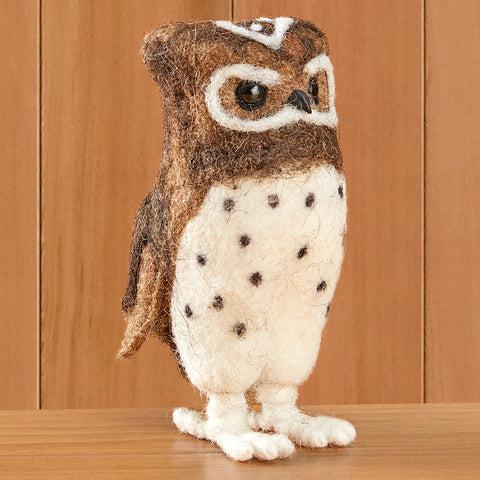 Felt Horned Owl Figurine