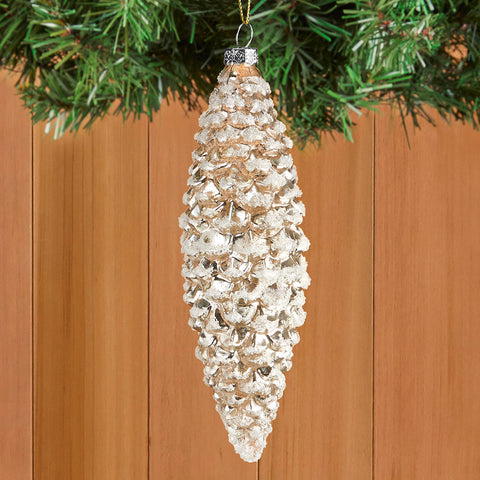 Glass Frosted Pinecone Ornament