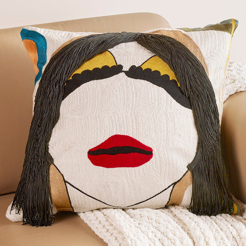 20" x 20" Embroidered Pillow, Janice
