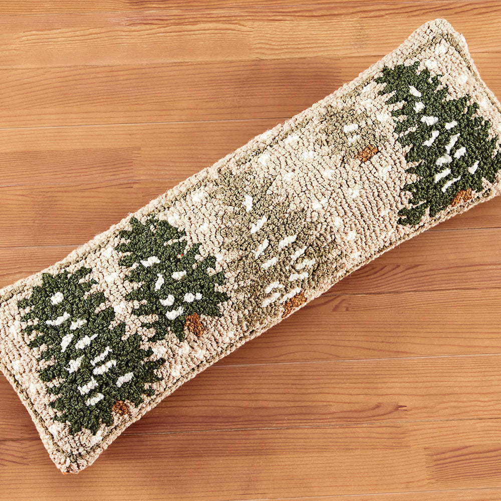 Chandler 4 Corners 8" x 24" Hooked Pillow, Frosted Trees