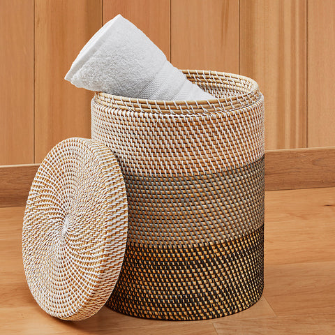 Catalina Woven Rattan Lidded Basket