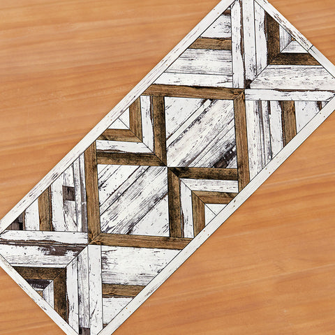 Beija Flor Vinyl Floor Mat, White Barnwood Mosaic