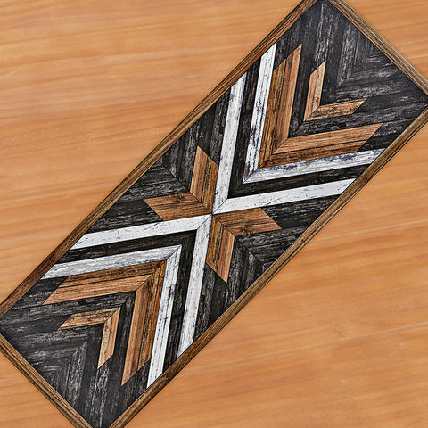 Beija Flor Vinyl Floor Mat, Black Reclaimed Wood Mosaic