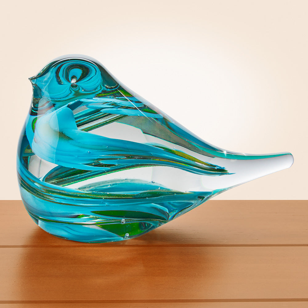 Torre & Tagus Bird Figurine, Blue Swirl