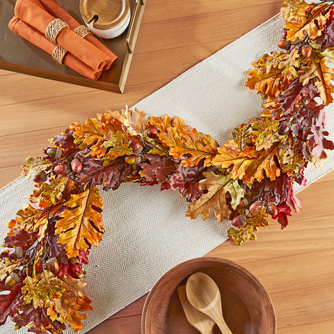 Faux Autumn Oak Leaves Garland, 50"