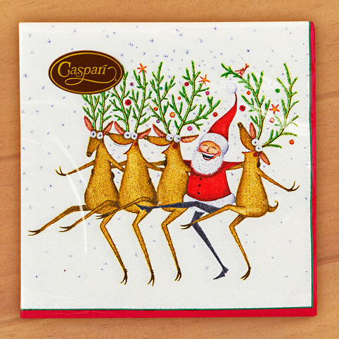 Caspari Paper Napkins, Santa's Kickettes