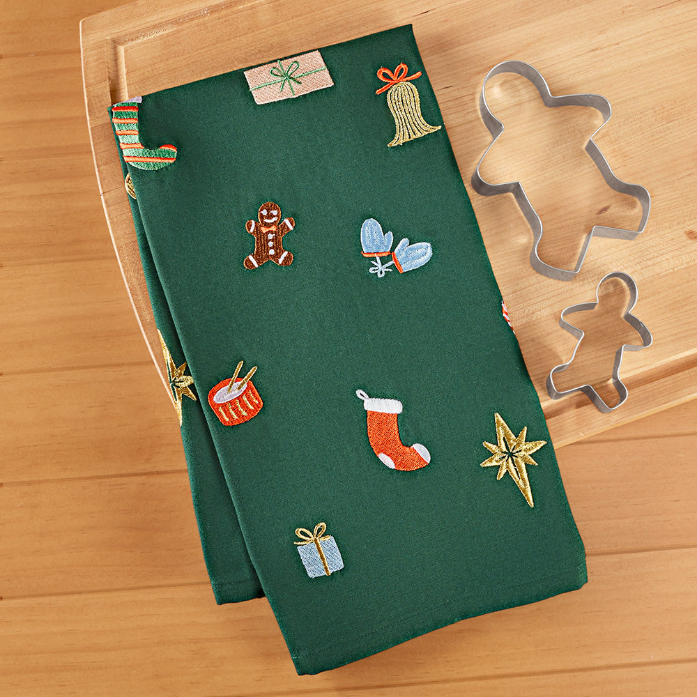 Rifle Paper Co. Embroidered Tea Towel, Signs of the Season