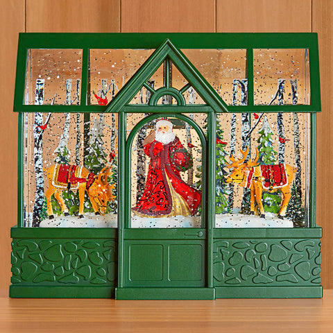 LED Snow Globe Greenhouse with St. Nick