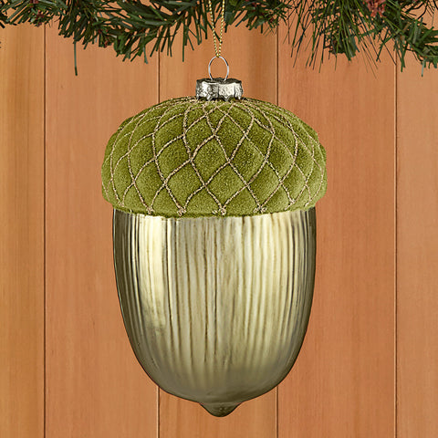 Quilted-Top Glass Acorn Ornament