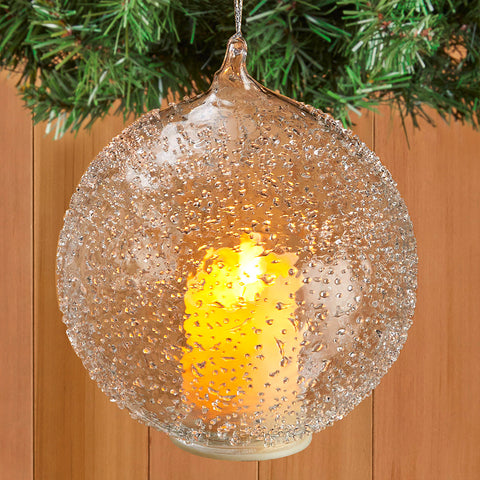 Flickering Flameless Candle Glass Ball Ornament