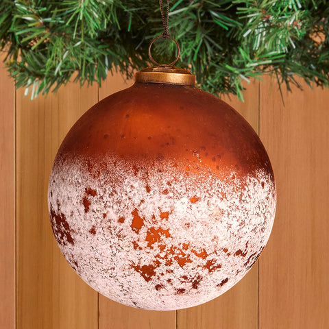 Snowy Speckles Glass Ball Ornament – 5"
