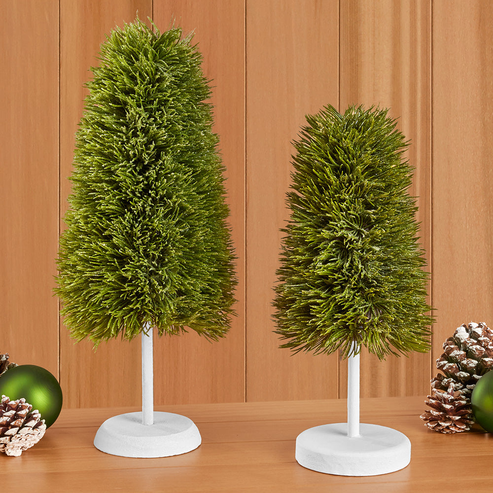 Glitter Frosted Faux Pine Trees