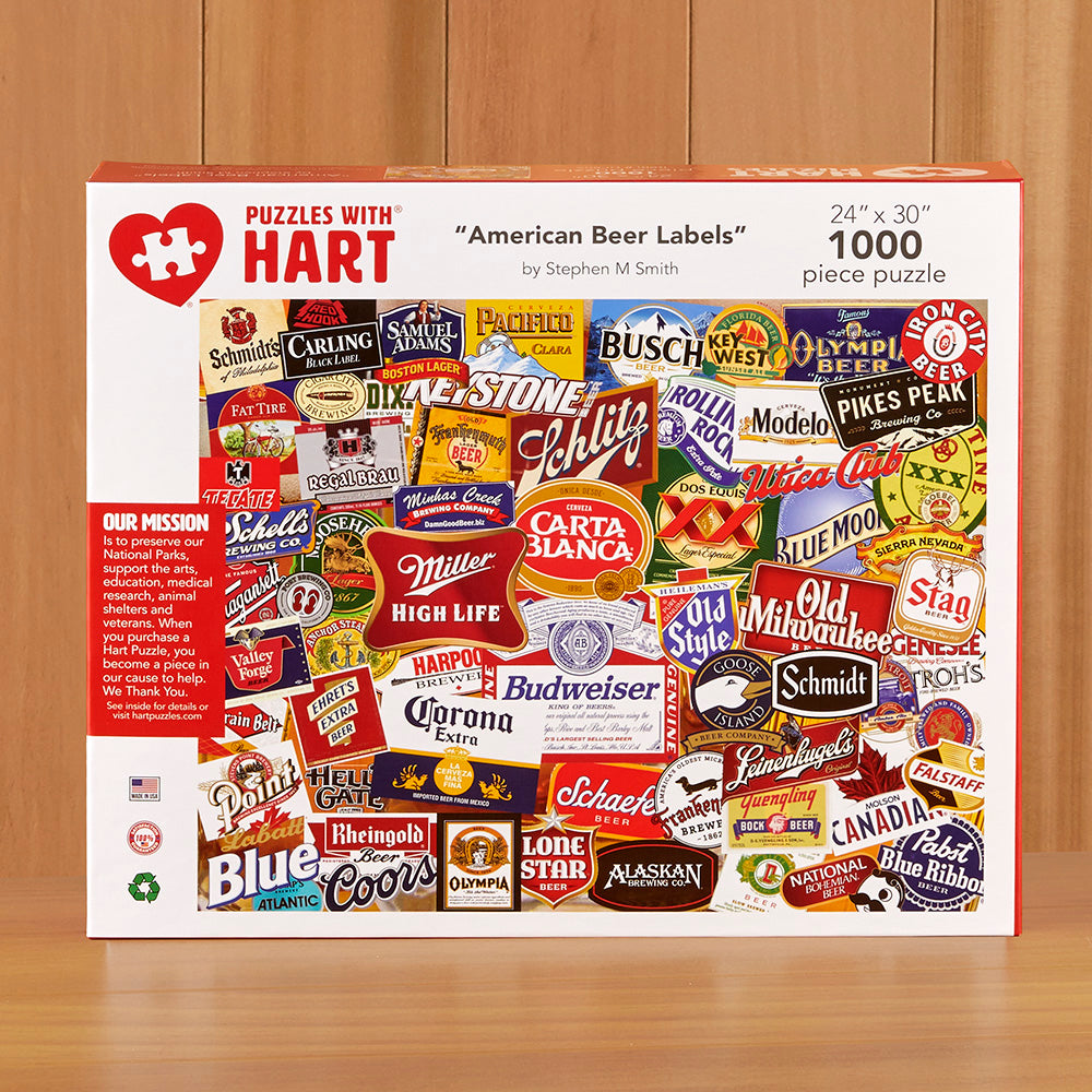 1,000 Piece Jigsaw Puzzle, American Beer Labels