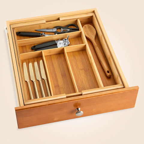 Expandable Bamboo Flatware Organizer