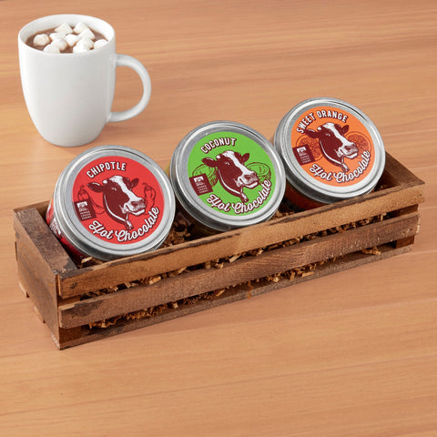 Pepper Creek Farms Hot Cocoa Gift Crate, Chipotle, Coconut & Sweet Orange