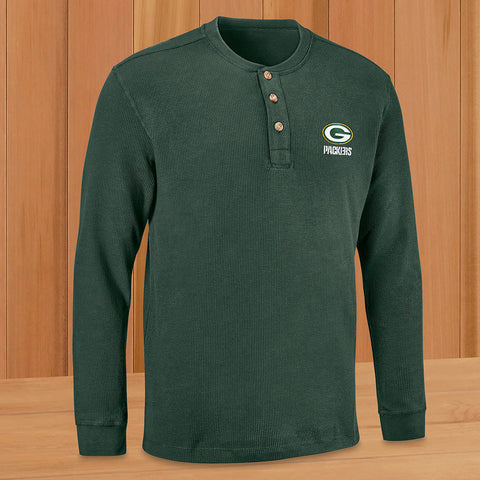 Men's NFL Long Sleeve Henley, Green Bay Packers