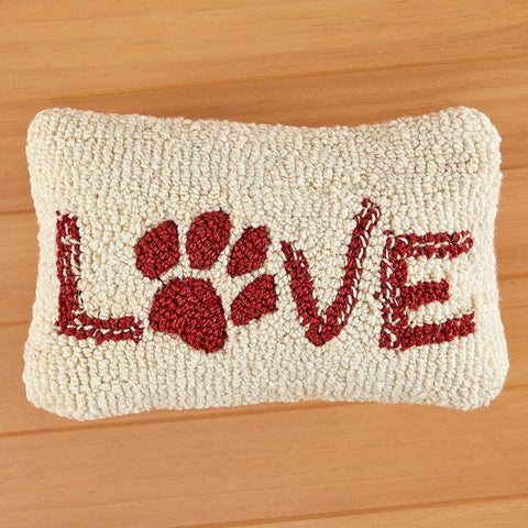 Chandler 4 Corners 12" x 8" Hooked Pillow, Love Paw