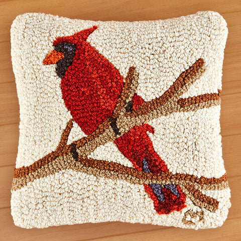 Chandler 4 Corners 14" Hooked Pillow, Cardinal