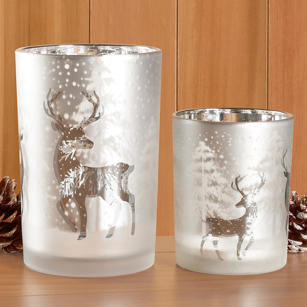 Torre & Tagus Stag Etched Glass Candleholder Vase