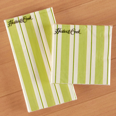 Hester & Cook Paper Napkins, Green Awning Stripe