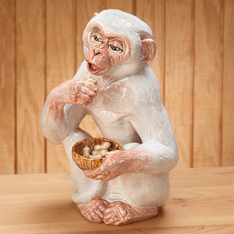 Seated Majolica Monkey Figurine