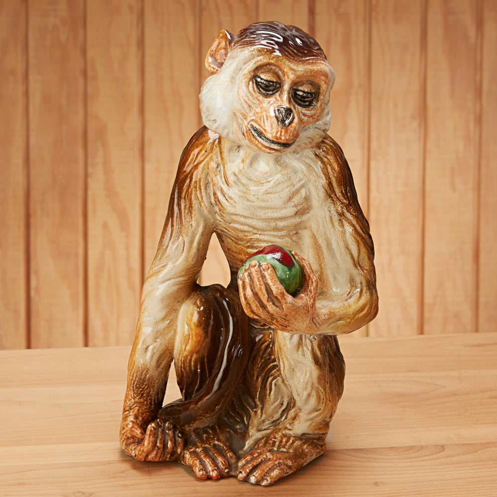 Seated Majolica Monkey Figurine