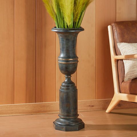 Antiqued Bronze Urn Pedestal Planter