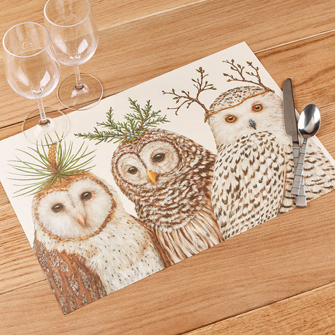 Hester & Cook Paper Placemats, Winter Owls