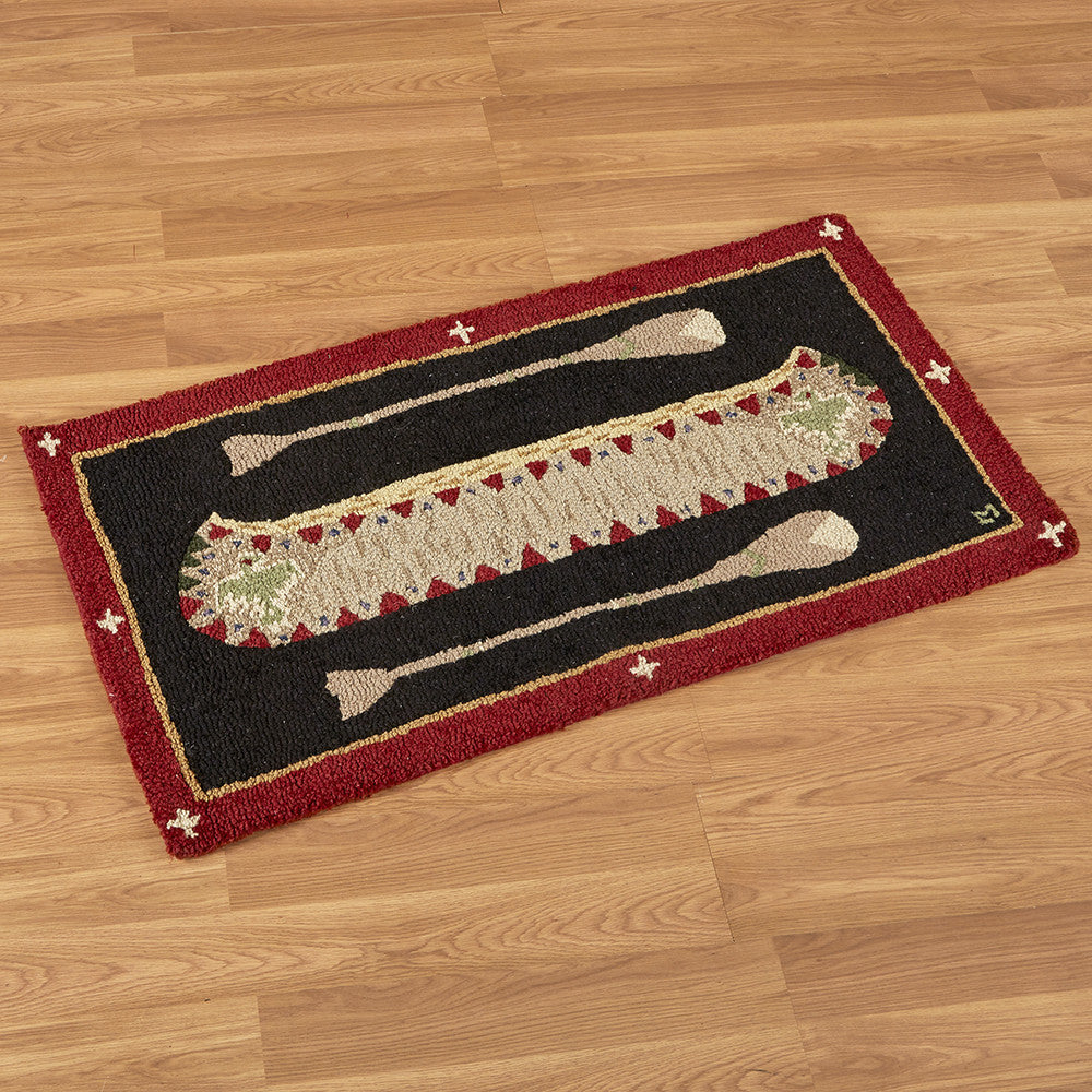 Chandler 4 Corners 2' x 4' Hooked Rug, Red Long Boat