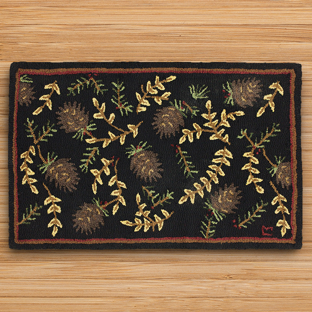 Chandler 4 Corners 2' x 3' Hooked Rug, Willows & Cones