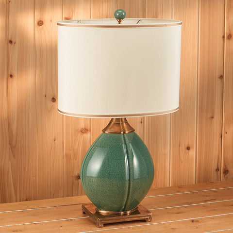 Green Crackle Table Lamp