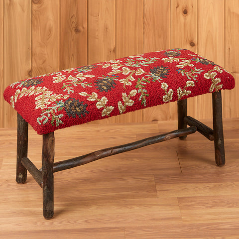 Chandler 4 Corners 32" Hickory Bench, Ruby Pinecones