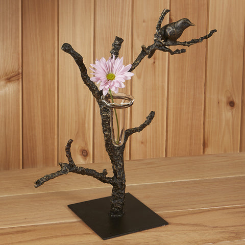 Cast Iron Bird Bud Vase