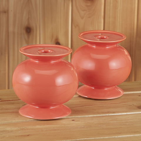 Coral Ceramic Candlestick