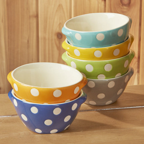 4" Round Stoneware Bowl with Polka Dots