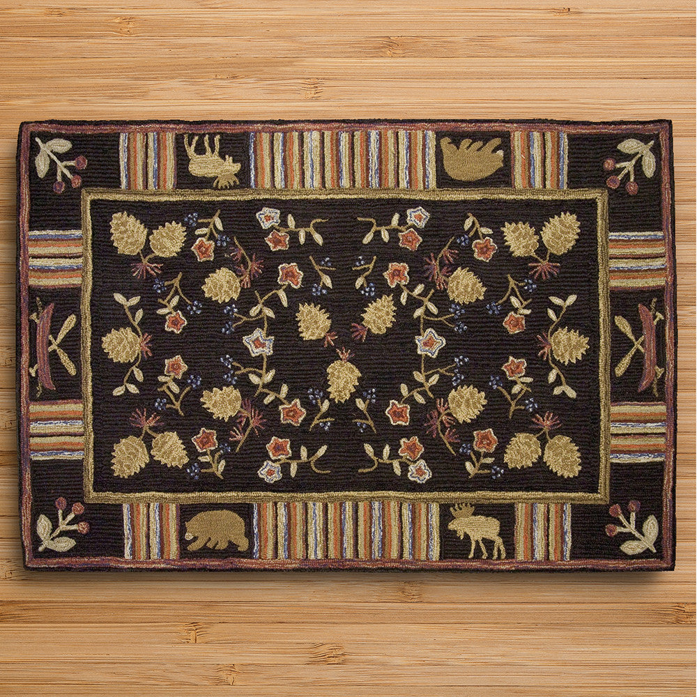 Chandler 4 Corners 4' x 6' Hooked Rug, Night Moose To The Nines