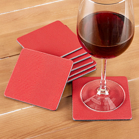 Caspari Lizard Felt-Backed Coaster Set