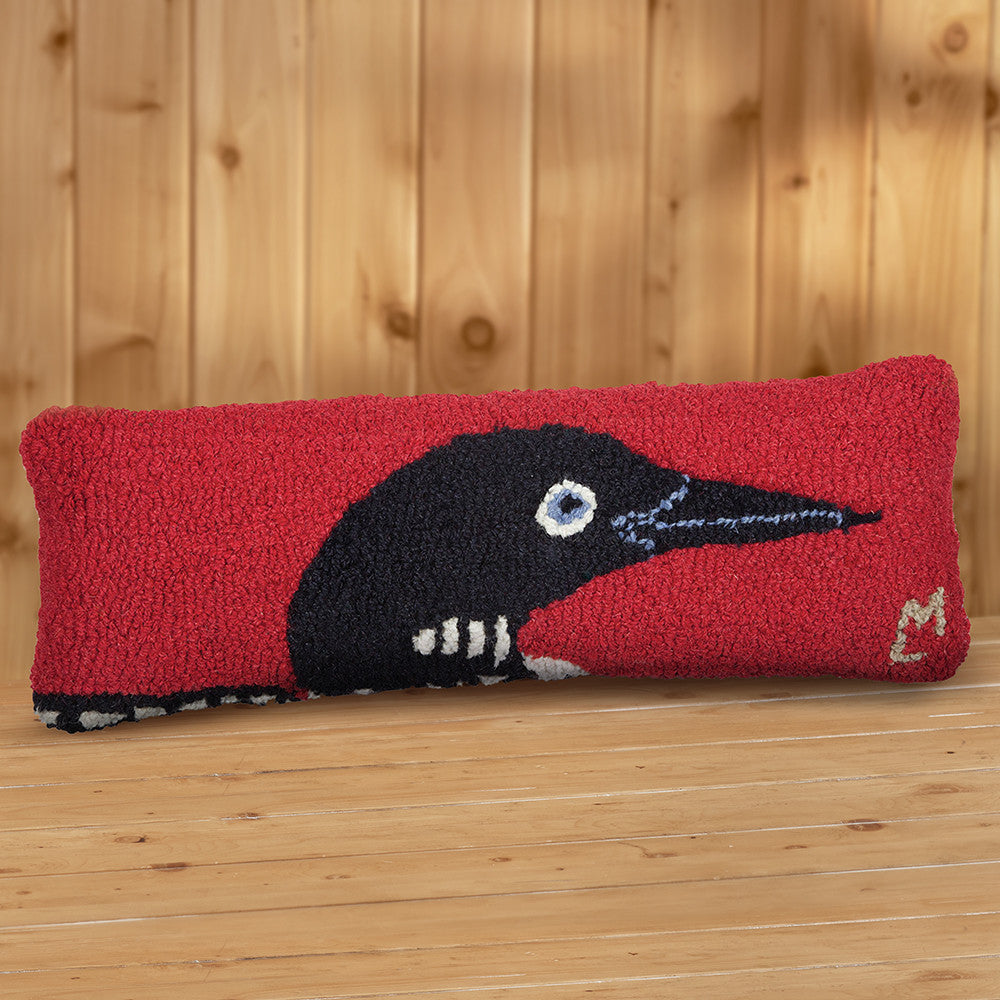 Chandler 4 Corners 8" x 24" Hooked Pillow, Loon