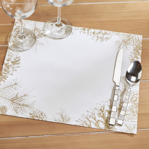 Hester & Cook Paper Placemats, Gold Pinecone