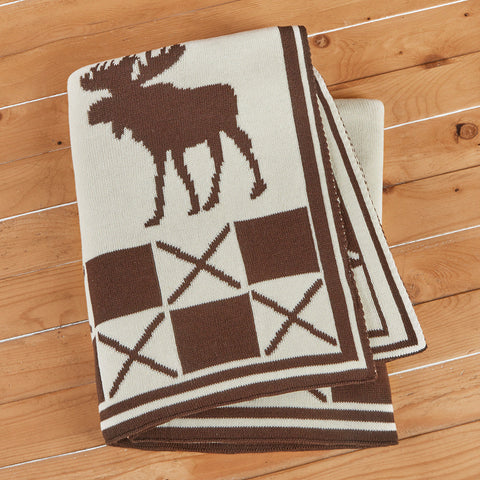Chandler 4 Corners 50" x 60" Cotton Knit Throw, Moose