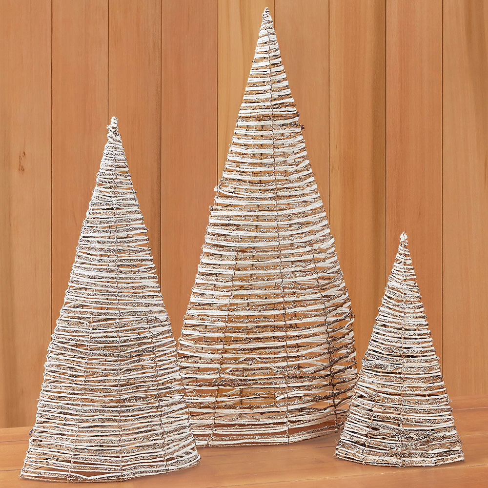 White Twig Cone Christmas Tree - 15", 23", 31"